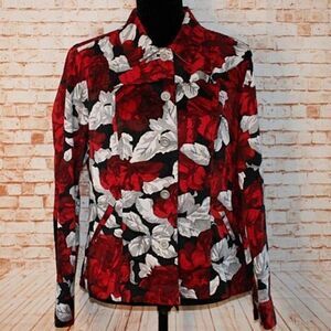 Chico's Additions Red and White Jacket Size 1